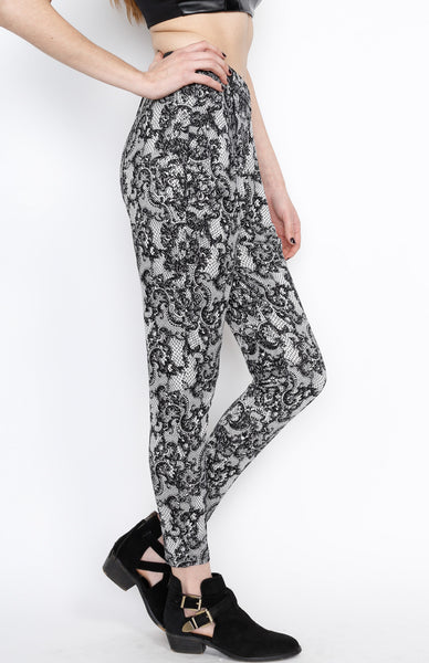 Black Lace Print Pants