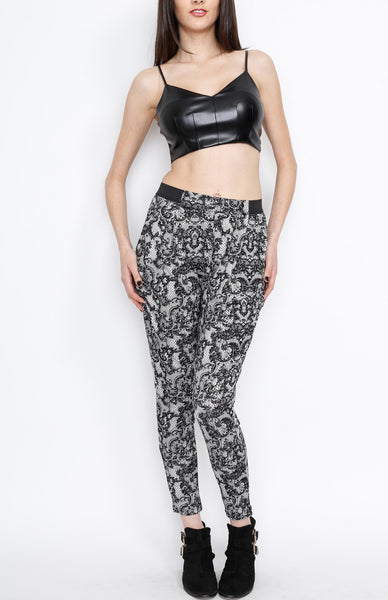 Black Lace Print Pants