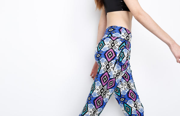 Blue Tribal Inspired Pants with Front Pockets