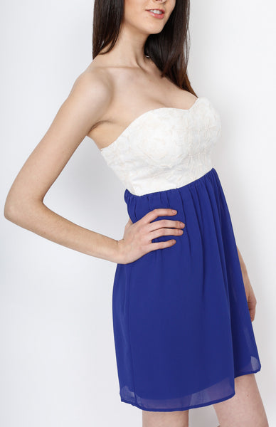 Blue Hearthshape Dress with Crochet Detail