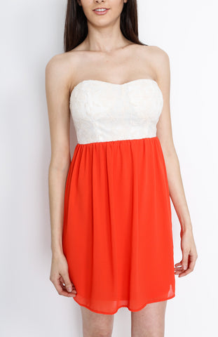 Orange Hearthshape Dress with Crochet Detail