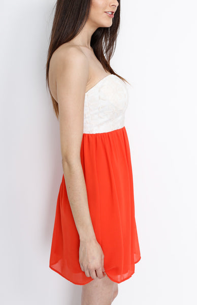 Orange Hearthshape Dress with Crochet Detail