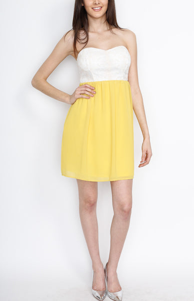 Yellow Hearthshape Dress with Crochet Detail