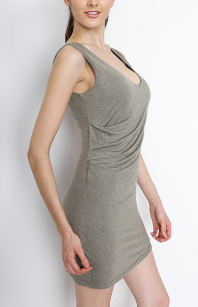 Olive Sleeveless Dress with Crossback Detail