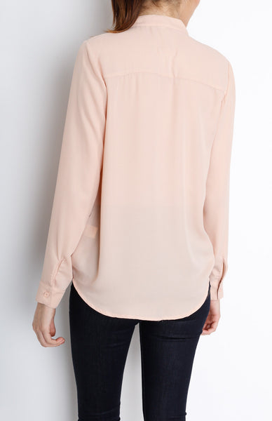 Taupe Long Sleeve Faux Wrap Top