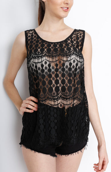 Black Sleeveless Top with Lining Detail