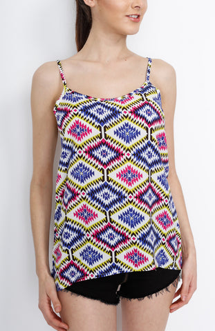 Blue Geometric Aztic Print Top