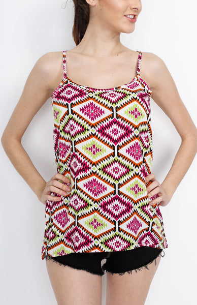 Orange Geometric Aztic Print Top