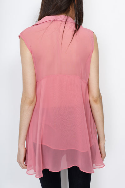 Pink Layerd Button Down Sleeveless Top