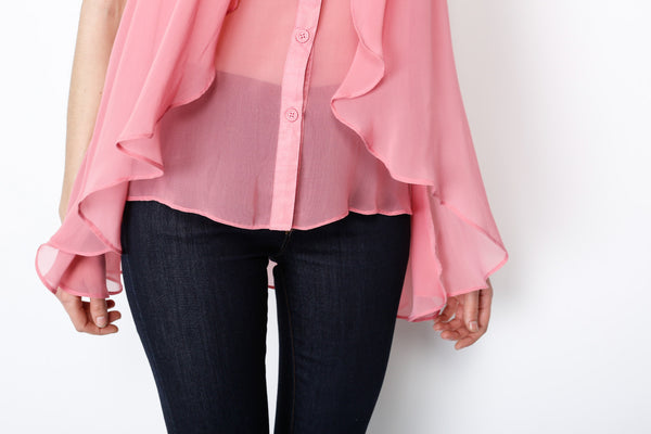 Pink Layerd Button Down Sleeveless Top