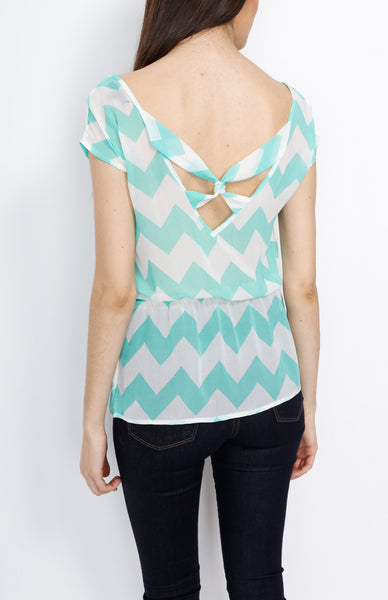 Jade Chevron Top with Cross Back Detail