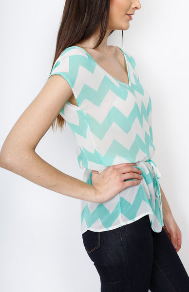 Jade Chevron Top with Cross Back Detail