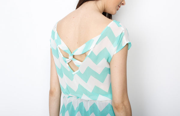 Jade Chevron Top with Cross Back Detail