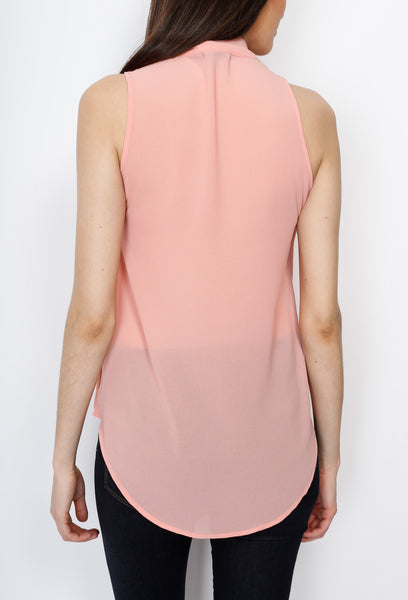 Peach Woven Top with Neck Emblelishments