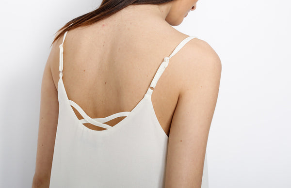 Ivory Layered Spaghetti Strap Top with Lining