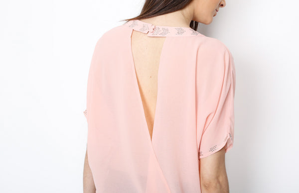 Peach Open Back Top with Stud Detail