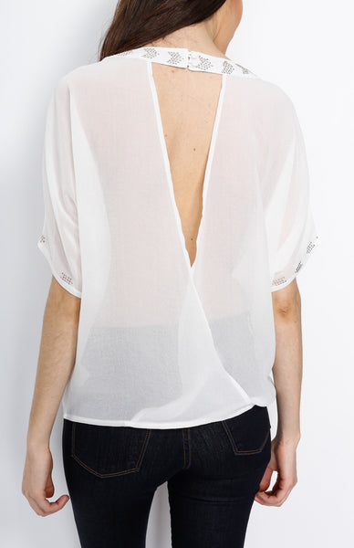 White Open Back Top with Stud Detail