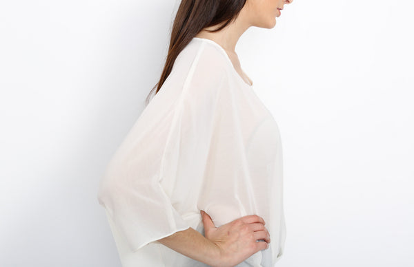 White Dolman Top with Back Zipper Detail