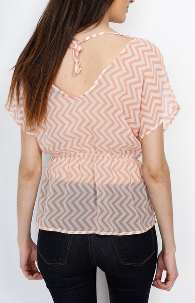 Beige Chevron Dolman Top