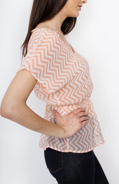 Beige Chevron Dolman Top