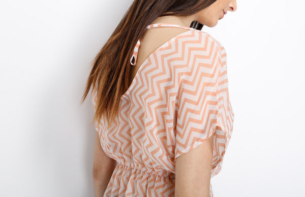 Beige Chevron Dolman Top