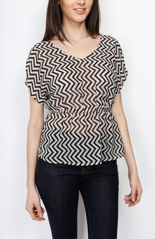 Black Chevron Dolman Top