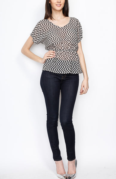 Black Chevron Dolman Top