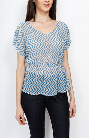 Blue Chevron Dolman Top