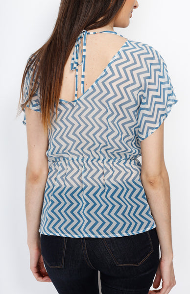 Blue Chevron Dolman Top