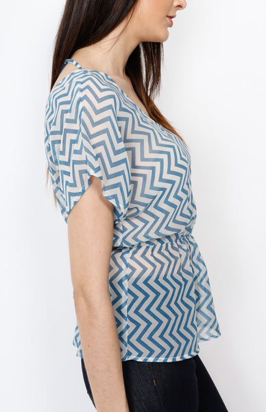 Blue Chevron Dolman Top