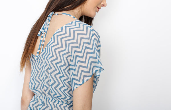 Blue Chevron Dolman Top