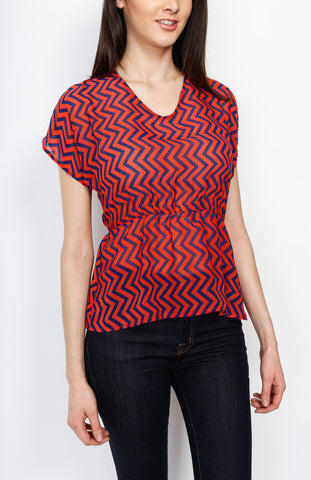 Red Chevron Dolman Top