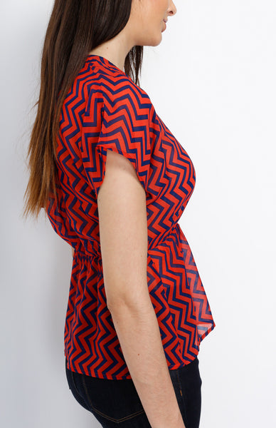 Red Chevron Dolman Top