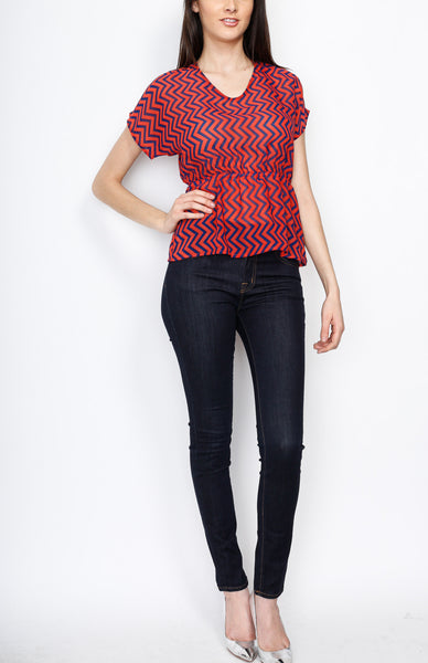 Red Chevron Dolman Top