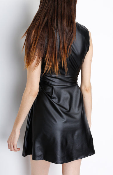 Black PU Skater Dress