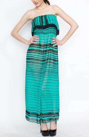 Jade Ruffle Fringe Maxi Dress With Strap