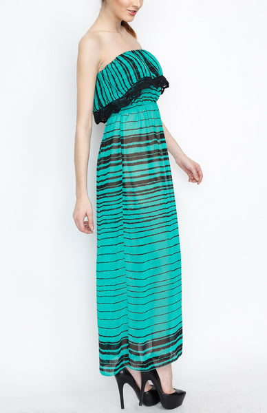 Jade Ruffle Fringe Maxi Dress With Strap