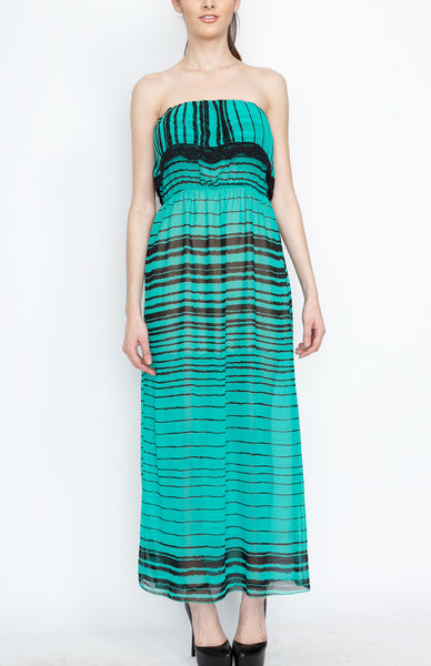 Jade Ruffle Fringe Maxi Dress With Strap