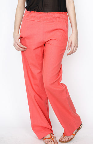 Coral Linen Pants