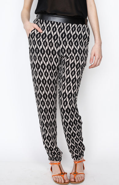 Black Tribal Inpsired Pants with PU Detail