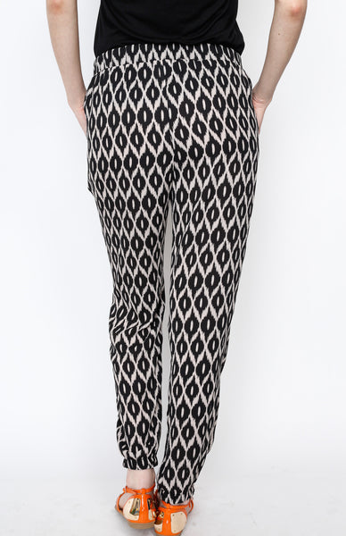 Black Tribal Inpsired Pants with PU Detail