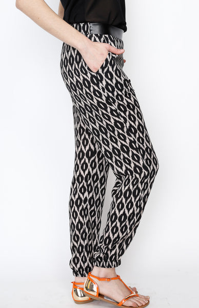 Black Tribal Inpsired Pants with PU Detail