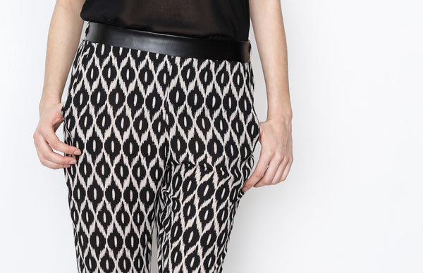 Black Tribal Inpsired Pants with PU Detail