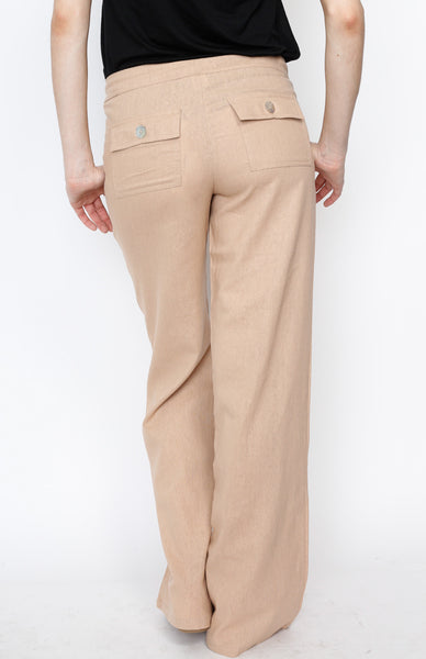 Beige Linen Draw Strings Pants