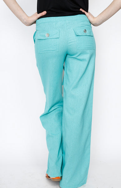 Mint Linen Draw Strings Pants