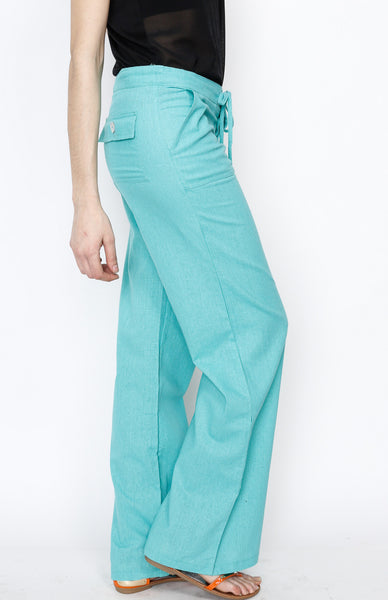 Mint Linen Draw Strings Pants