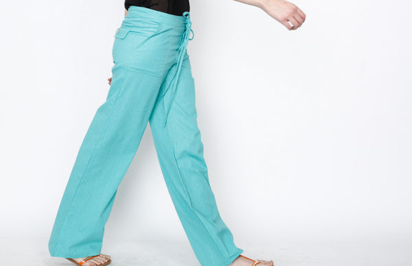 Mint Linen Draw Strings Pants