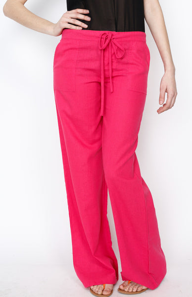 Pink Linen Draw Strings Pants