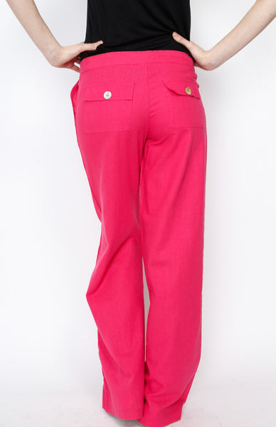 Pink Linen Draw Strings Pants