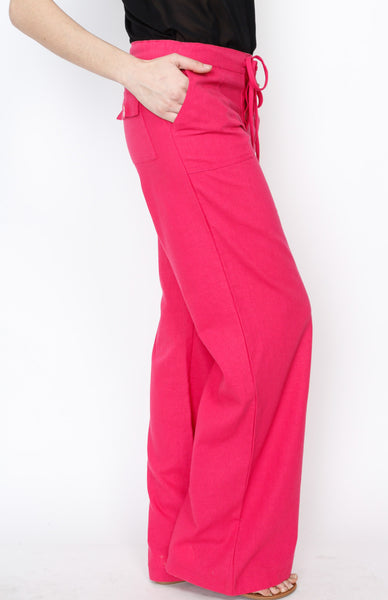 Pink Linen Draw Strings Pants